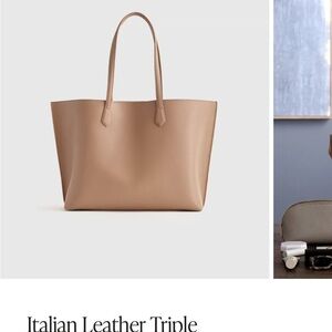 Quince Italian Leather Triple Compartment Tote